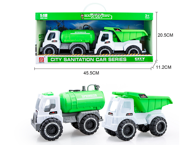 Slide Sprinkling Truck(Press Spray Water) + Slide Dump Truck