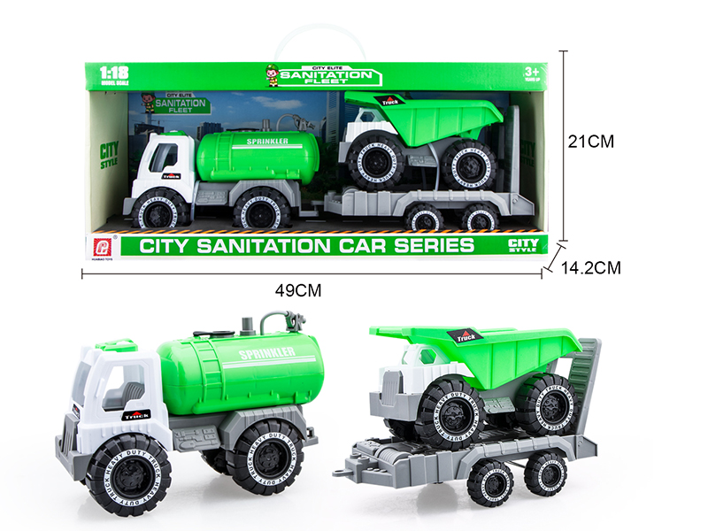 Slide Sprinkling Truck(Press Spray Water)With Trailer And Small Dump Truck