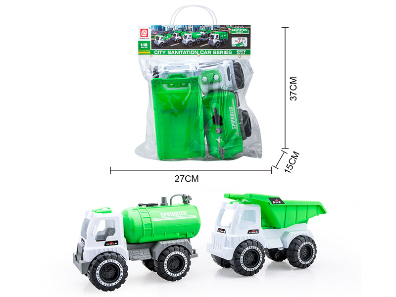 Slide Sprinkling Truck(Press Spray Water) + Slide Dump Truck