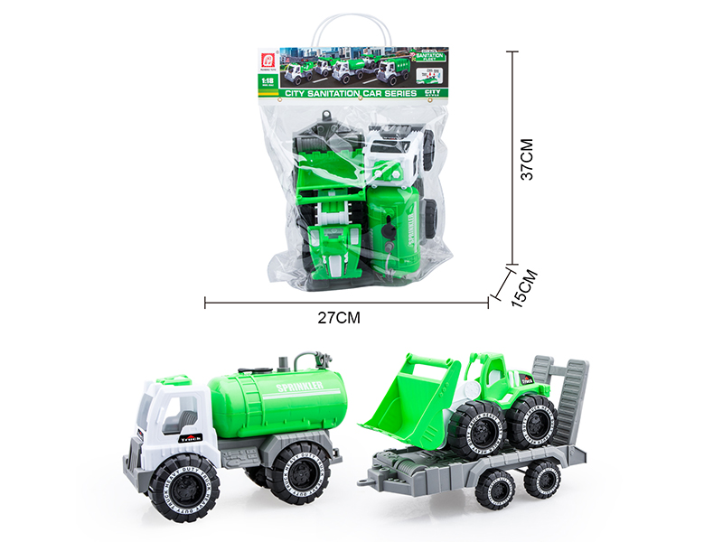 Slide Sprinkling Truck(Press Spray Water)With Trailer And Small Bulldozer