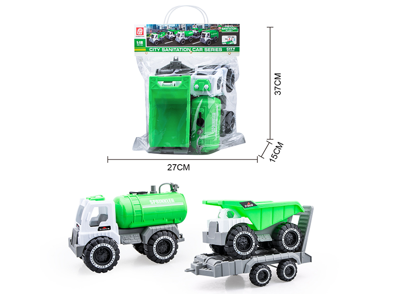 Slide Sprinkling Truck(Press Spray Water)With Trailer And Small Dump Truck