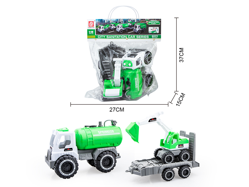 Slide Sprinkling Truck(Press Spray Water)With Trailer And Small Excavator