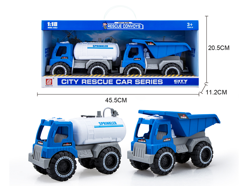 Slide Sprinkling Truck(Press Spray Water) + Slide Dump Truck