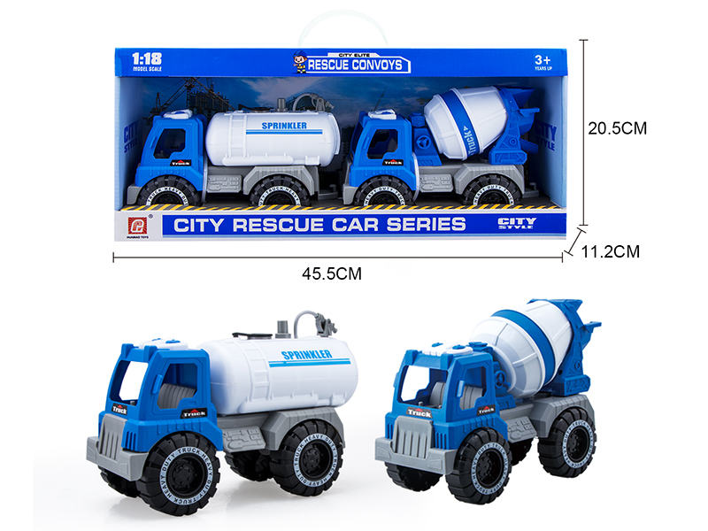 Slide Sprinkling Truck(Press Spray Water) + Slide Concrete Mixer