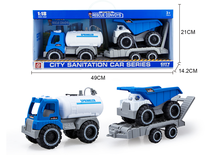 Slide Sprinkling Truck(Press Spray Water)With Trailer And Small Dump Truck