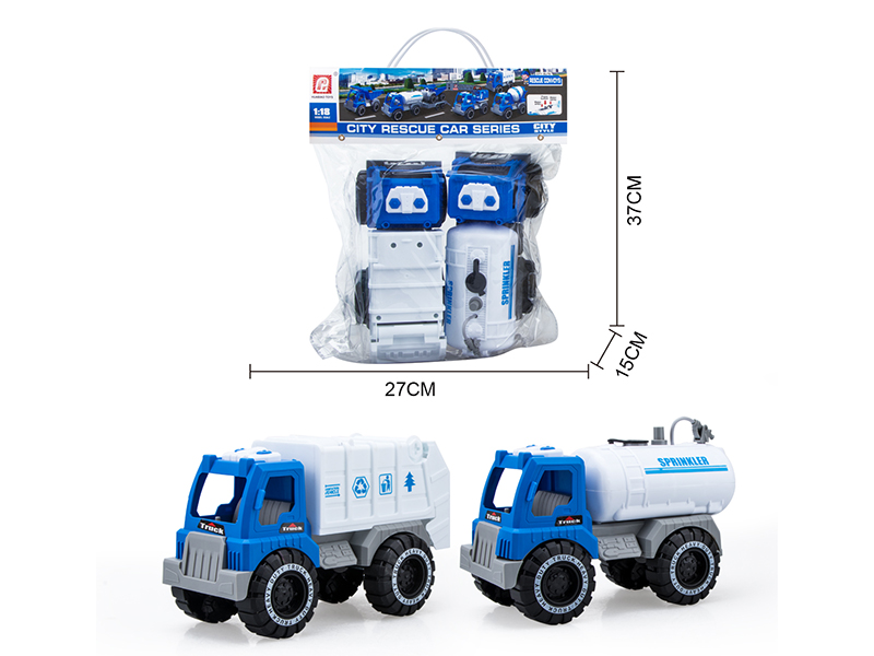 Slide Sprinkling Truck(Press Spray Water) + Slide Sanitation Truck