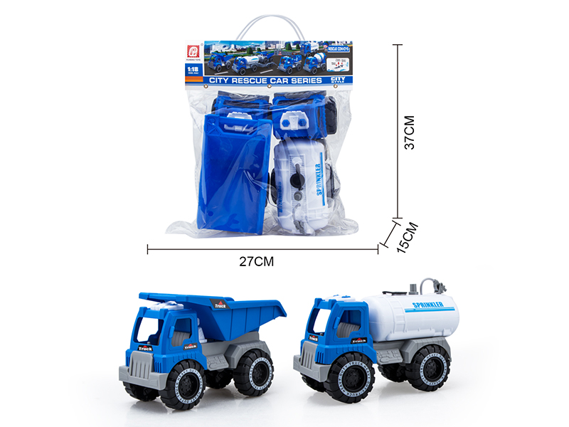 Slide Sprinkling Truck(Press Spray Water) + Slide Dump Truck