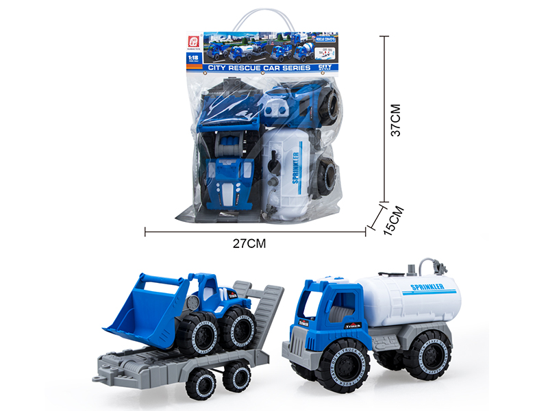 Slide Sprinkling Truck(Press Spray Water)With Trailer And Small Bulldozer