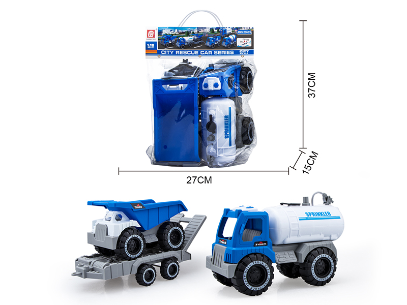 Slide Sprinkling Truck(Press Spray Water)With Trailer And Small Dump Truck