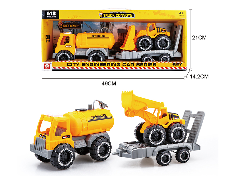 Slide Sprinkling Truck(Press Spray Water)With Trailer And Small Bulldozer