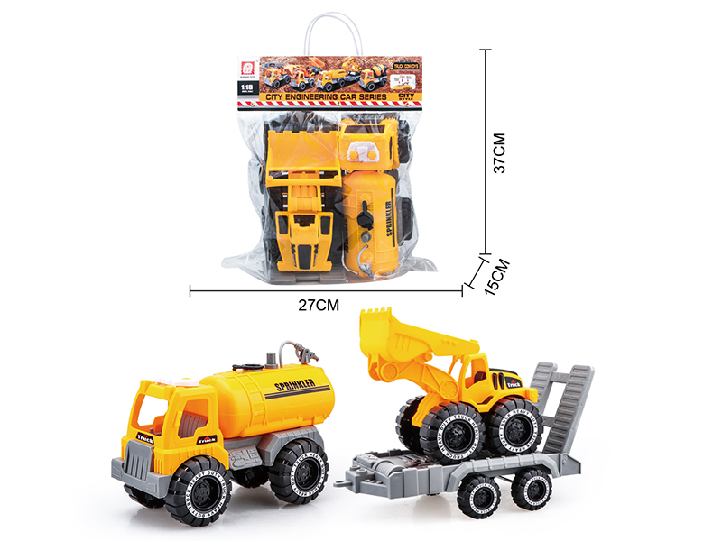 Slide Sprinkling Truck(Press Spray Water)With Trailer And Small Bulldozer