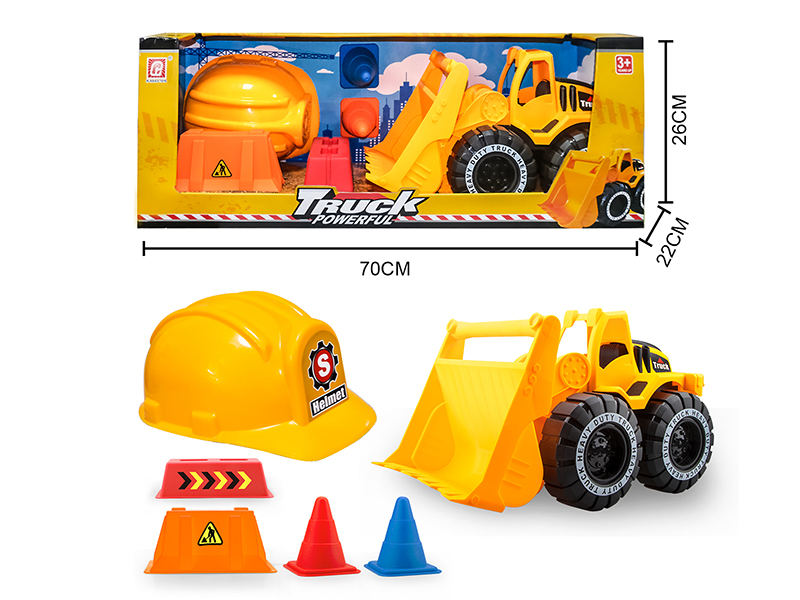 Friction Large Bulldozer Set With Hard Hat(6PCS)