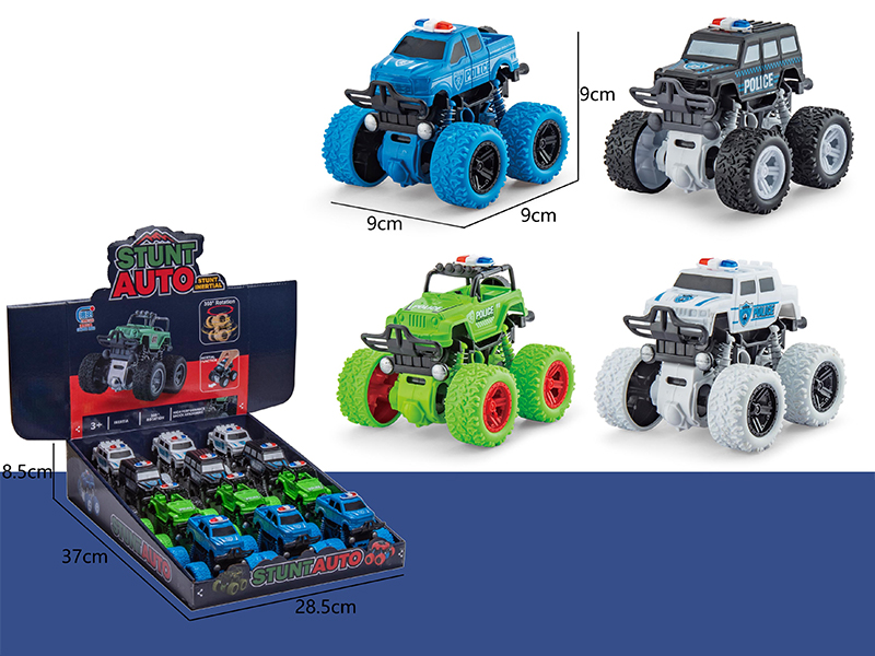 12PCS Friction Spring Stunt Off-Road Police Car