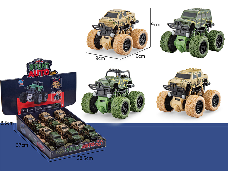 12PCS Friction Spring Stunt Off-Road Military Vehicle