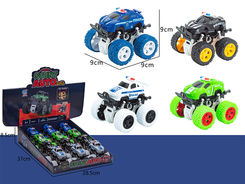 12PCS Friction Spring Stunt Off-Road Police Car