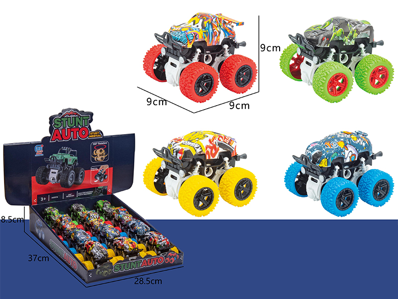 12PCS Friction Spring Stunt Off-Road Graffiti Car