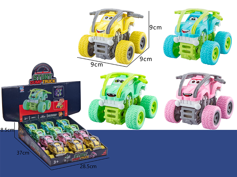 12PCS Friction Spring Stunt Big Dump Truck Cartoon Car