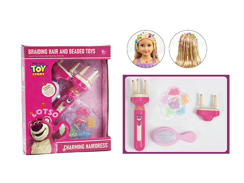 Disney Lotso Strawberry Bear Series Braiding Hair And Beaded Toys