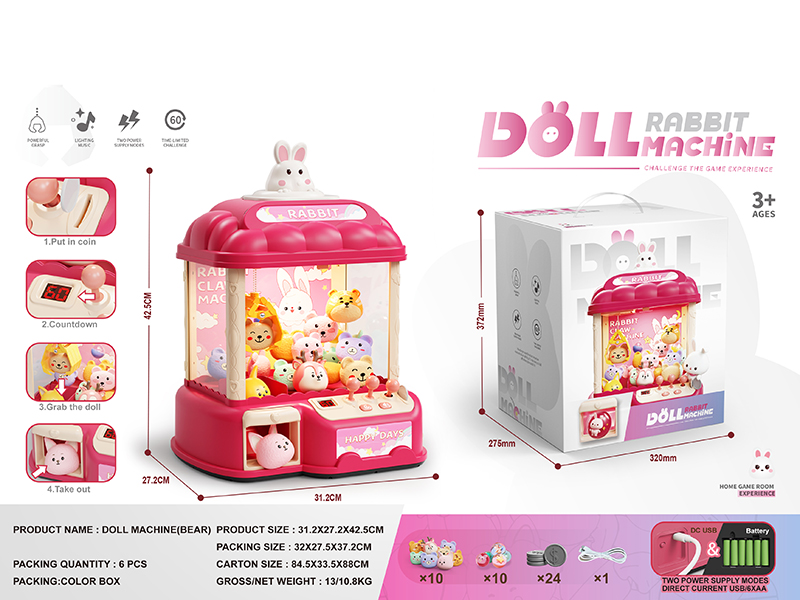 Rabbit Doll Machine(10 Dolls + 10 Eggs + 24 Coins)