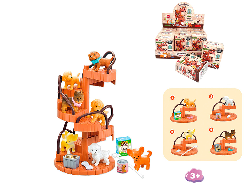 Pet Dog Spiral Stairs Jenga Toys 12pcs