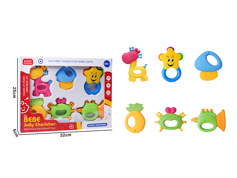 6PCS Cartoon Baby Teething Toy