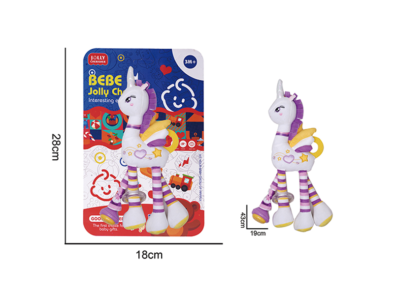 Baby Plush Soothing White Unicorn Ringing Pendant