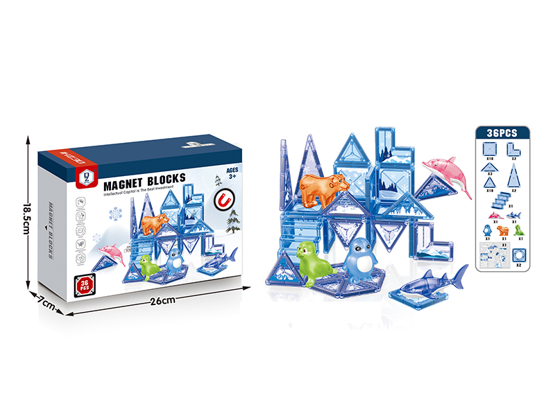 Marine Animal Color Window Magnetic Block 36PCS