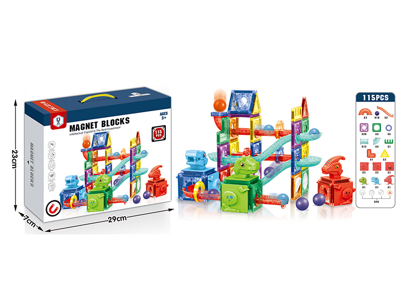 Dinosaur Park Roller Ball Color Window Magnetic Block 115PCS