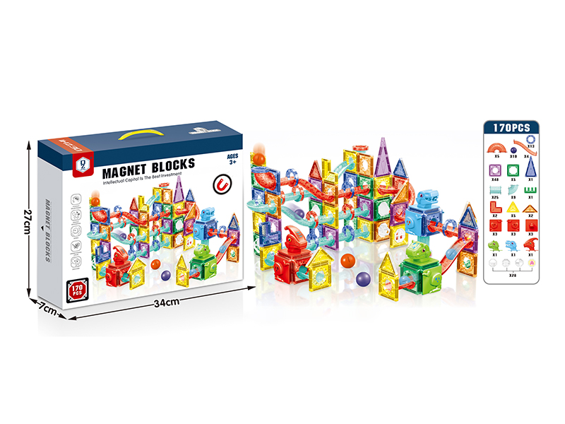 Dinosaur Park Roller Ball Color Window Magnetic Block 170PCS