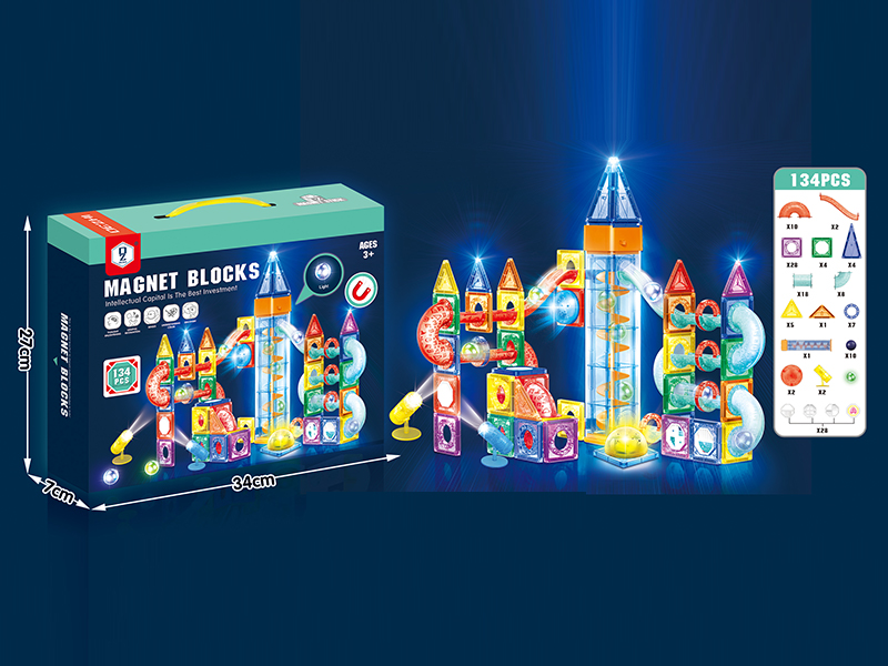 Electric Lifting Ball Rolling Color Window Building Block With Light 134PCS