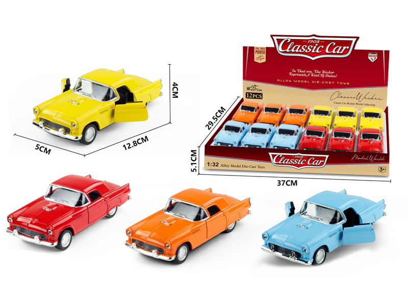 1:32 Alloy Pull Back Simulation Vintage Car Ford 12PCS