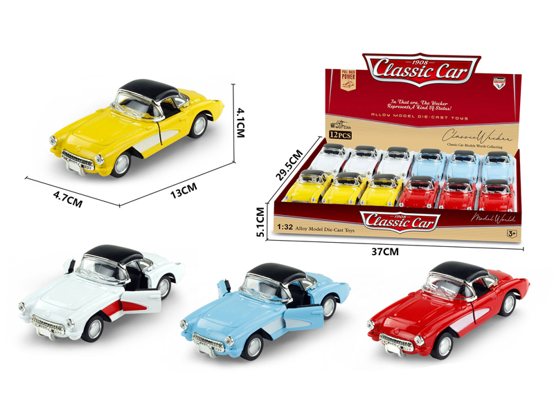 1:32 Alloy Pull Back Simulation Vintage Car Chevrolet 12PCS