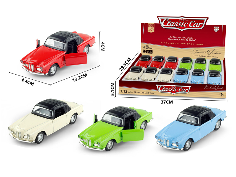 1:32 Alloy Pull Back Simulation Vintage Car BMW 12PCS