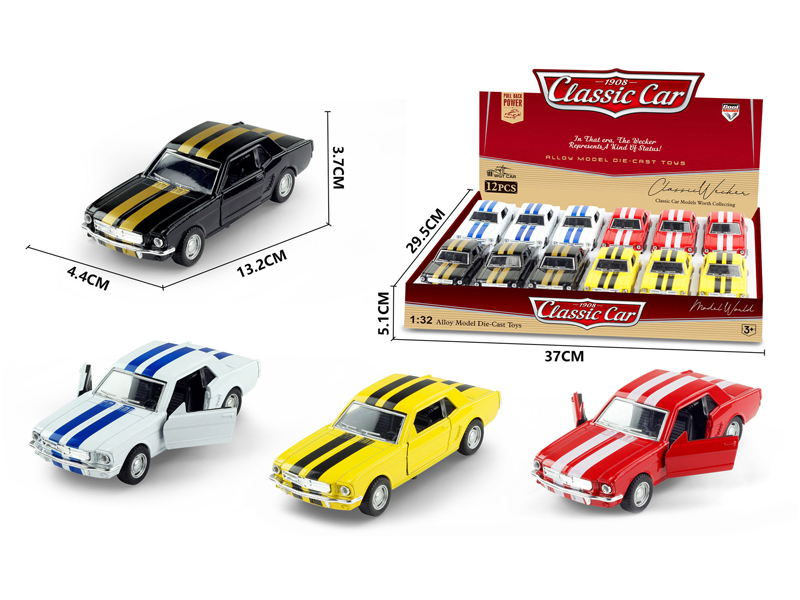 1:32 Alloy Pull Back Simulation Vintage Car Wild Horse 12PCS