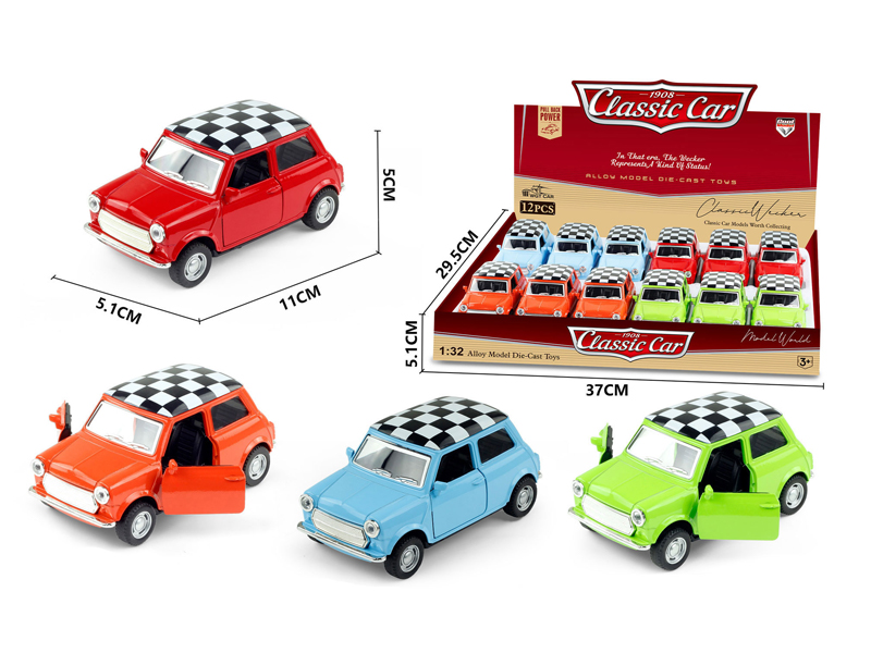 1:32 Alloy Pull Back Simulation Vintage Car 12PCS