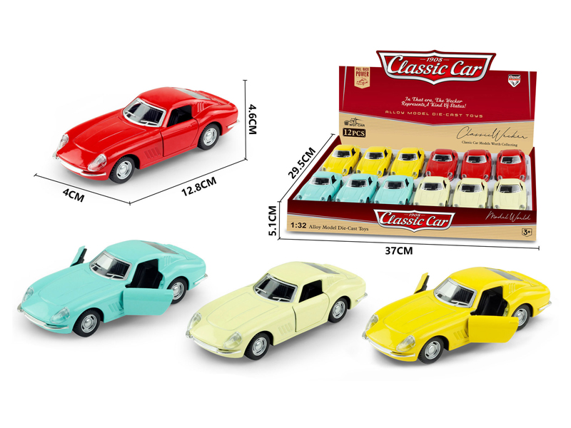 1:32 Alloy Pull Back Simulation Vintage Car Ferrari 12PCS