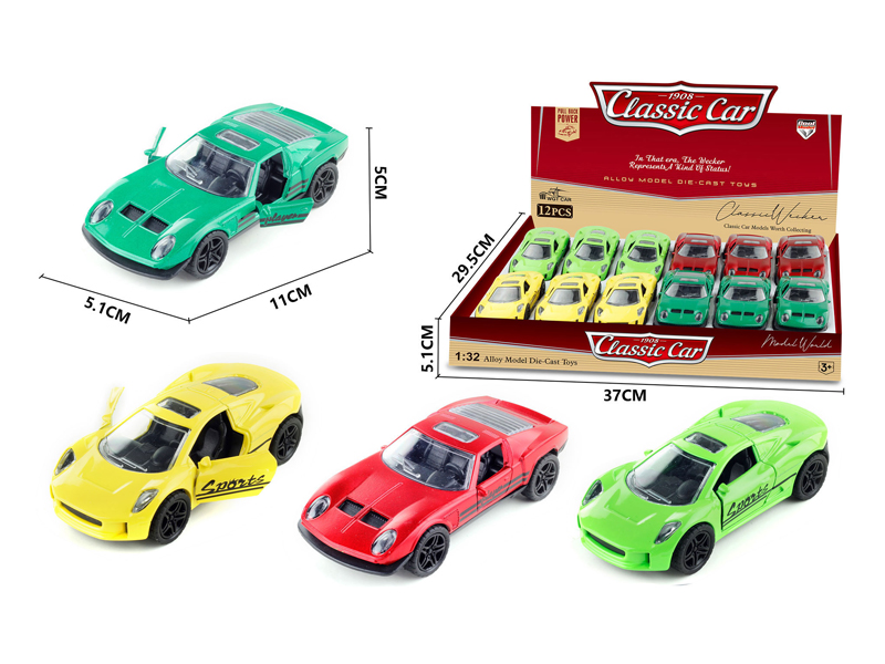 1:36 Alloy Pull Back Simulation Vehicle 12PCS