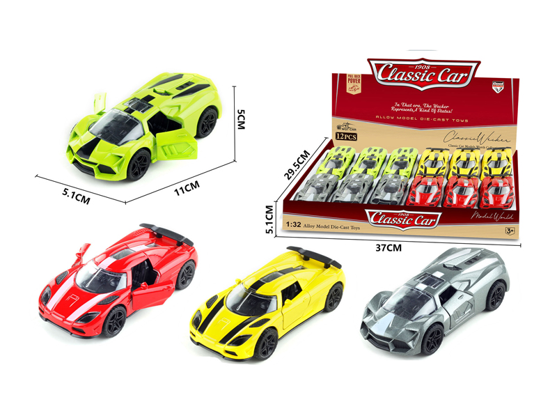 1:36 Alloy Pull Back Simulation Vehicle 12PCS