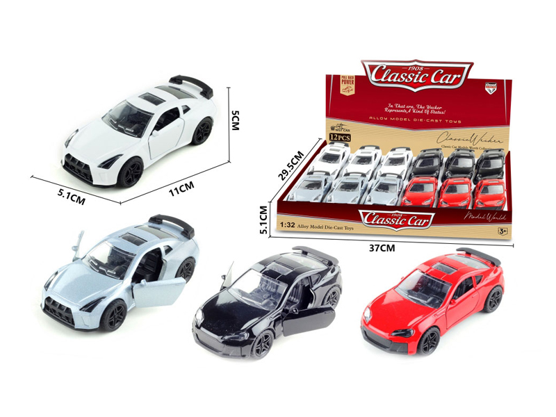 1:36 Alloy Pull Back Simulation Vehicle 12PCS