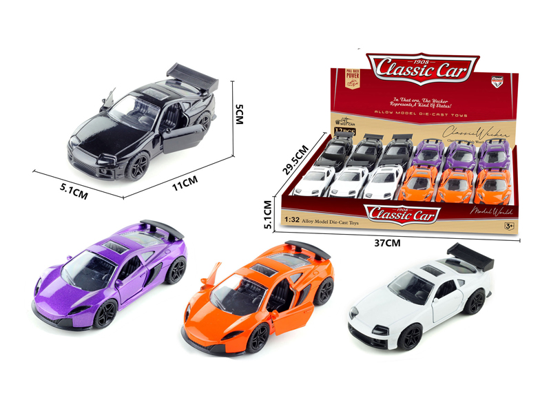 1:36 Alloy Pull Back Simulation Vehicle 12PCS