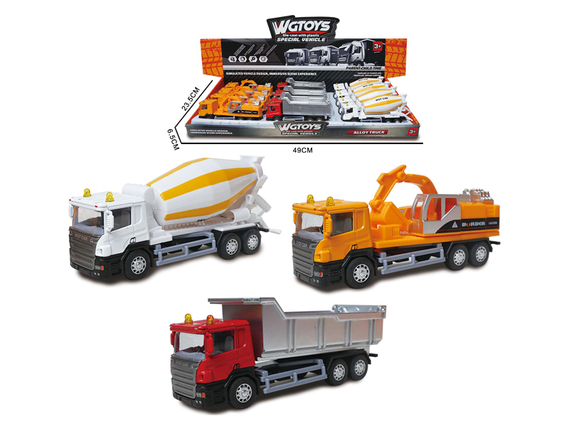 12Pcs Alloy Pull Back Engineering Vehicle