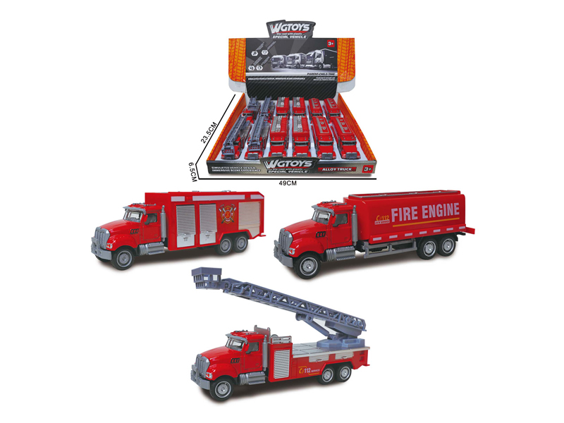 12Pcs Alloy Slide Fire Engine