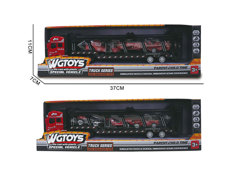 1:50 Alloy Trailer+Fire Engine 3PCS