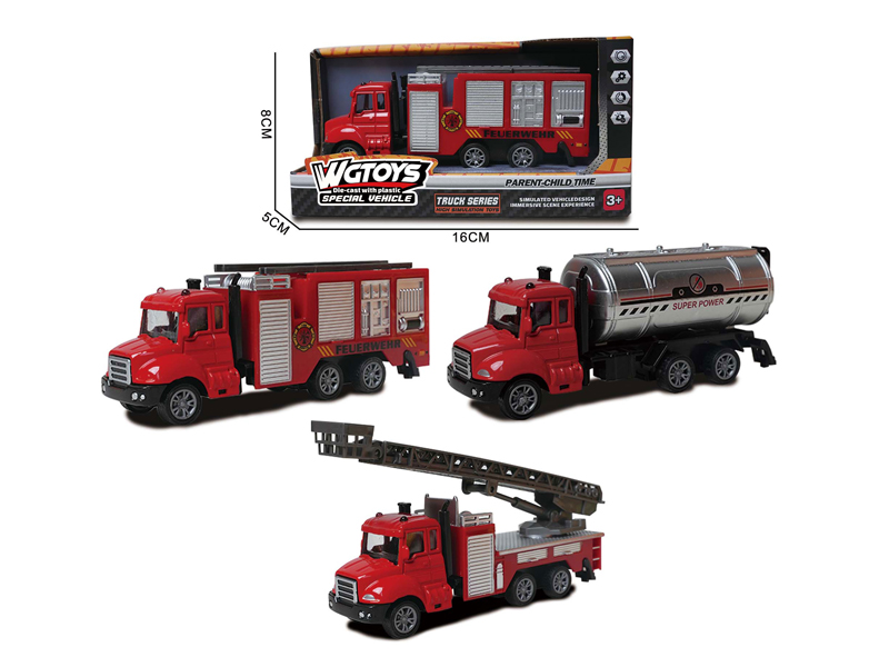 1:64 Alloy Pull Back Fire Engine
