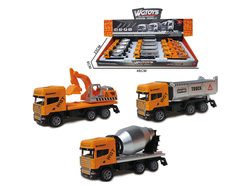 1:64 Alloy Pull Back Engineering Vehicle