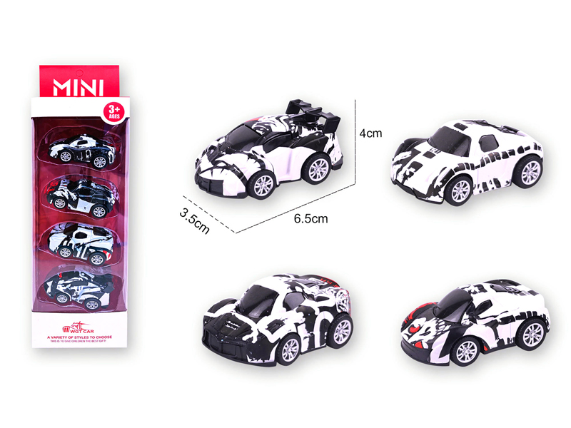 Alloy Pull Back Q-Version Sports Car 4PCS