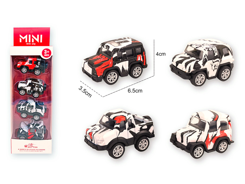 Alloy Pull Back Q-Version Off-Road Vehicle 4PCS