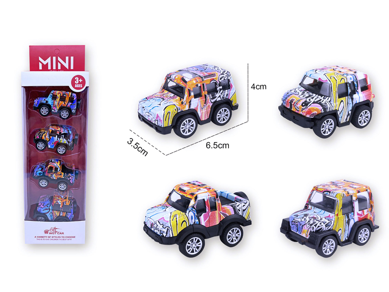 Alloy Pull Back Q-Version Off-Road Vehicle 4PCS