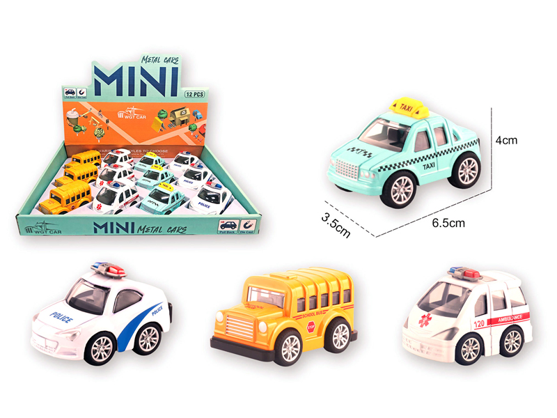Alloy Pull Back Q-Version City Car 12PCS