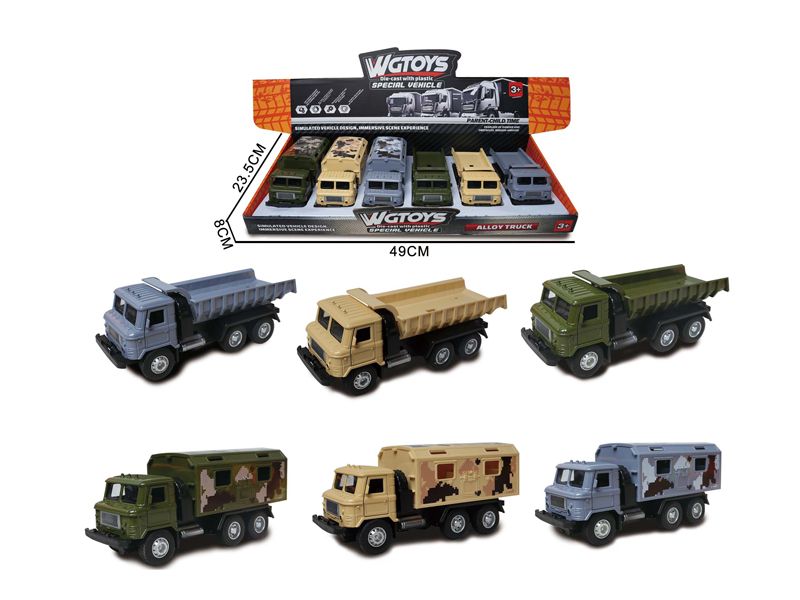 Pull Back Alloy Military Medical Dump Truck 6PCS